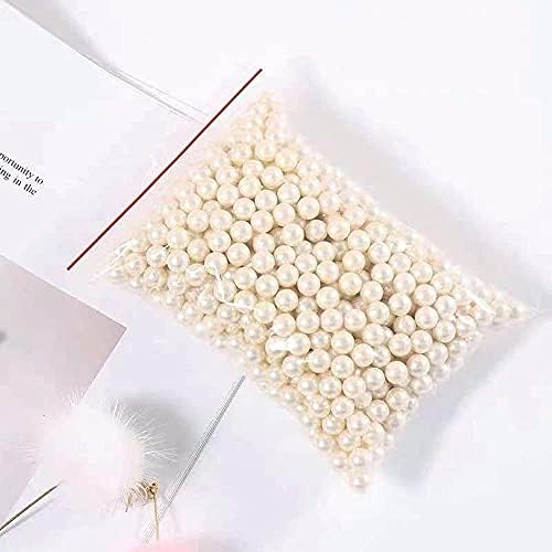 HKS Makeup Brush Holder Vintage Glass Handmade Organizer with White Pearls for Nail Brush, Vanity, Bathroom, Dresser, Co