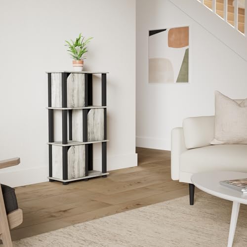 FURINNO Brahms Storage Shelf, 4-Tier, French Oak Grey/Black