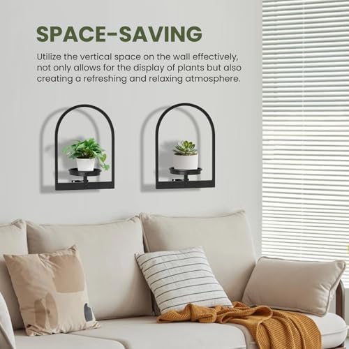 Plant Shelves for Wall Set of 2, Hanging Planter for Indoor Plant Stand Plants Wall Decor - Premium Metal Hanging Plant 