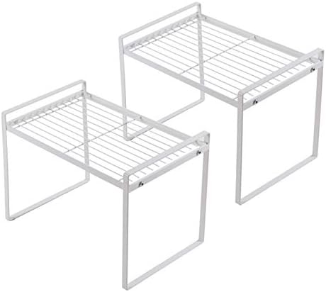 Shantton 2pk Kitchen Cabinet Shelf Counter Organizer Rack Pantry Storage Bathroom Bedroom Office Table Desk Space Saving