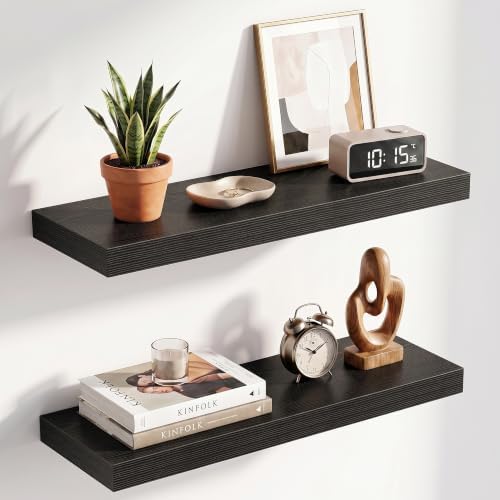 24 Inch Floating Shelves for Wall 2 Pack, Wood Wall Bathroom Shelves