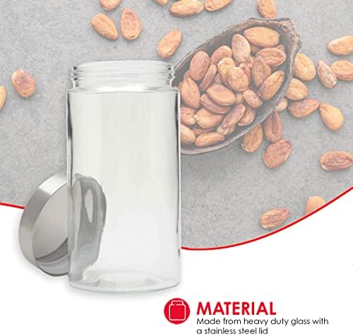 Home Basics Large 54 oz. Round Glass Canister Jar Container Fresh Sealed with Air-Tight Stainless-Steel Twist Top Lid fo