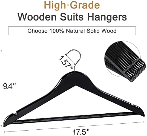 TOPIA HANGER Wooden Hangers 20 Pack, Black Wood Coat Hanger for Closet
