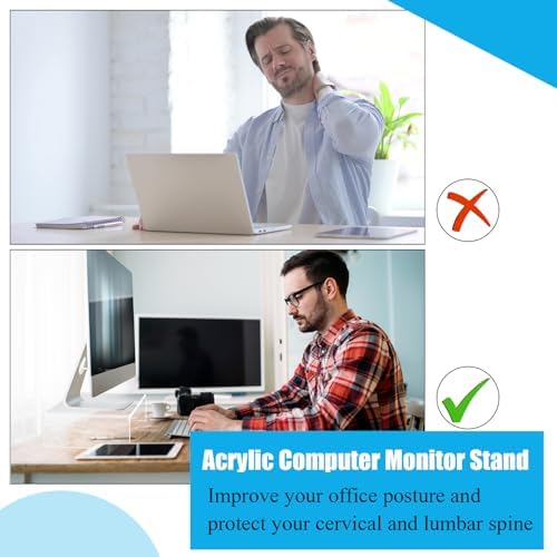 Jetec 2 Pcs Acrylic Monitor Stand Desktop Computer, Clear, 12 x 8 x 3 Inch