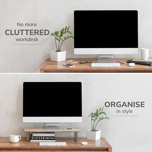 Anji Mountain Monitor Stand for Desk - Desktop Organizer & Laptop Riser, Ergonomic Monitor Riser, Space-Saving, Durable,