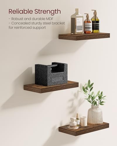 VASAGLE Wall Shelves, Floating Shelves, Set of 5, 8 x 15.7 x 1.5 Inches