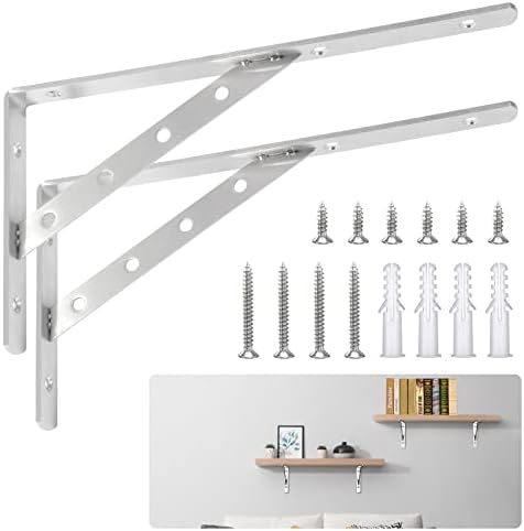 Solid Shelf Brackets 14 Inch,L Brackets Heavy Duty Shelf Brackets,Stainless Steel Angle Bracket Max Load 440lbs,Pack of 