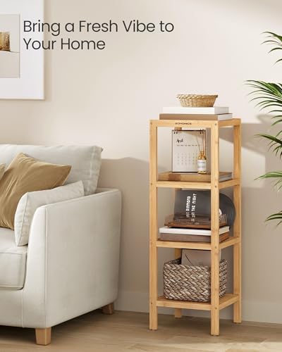 SONGMICS 4-Tier Bamboo Shelf, Freestanding Bathroom Storage Rack