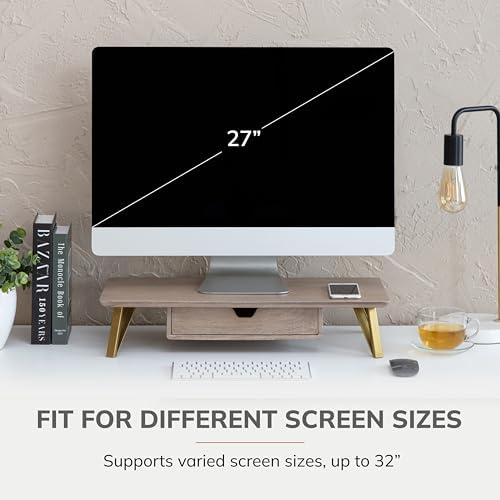 Anji Mountain Monitor Stand for Desk - Desktop Organizer & Laptop Riser, Ergonomic Monitor Riser, Space-Saving, Durable,