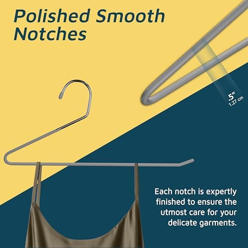 Lifemaster Metal Pants Hanger Set - 50 Pieces Elegant Non-Slip Closet Space Saving Hanger Set for Pants, Trouser, Blankets, and Jeans with Open Ended Sleek Design - Gray