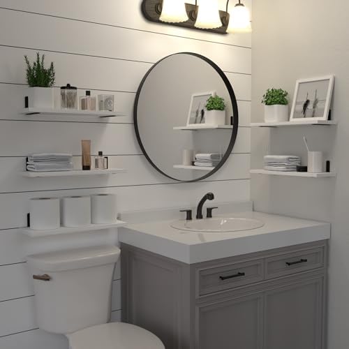 DOLLFIO Floating Wall Shelves, Decor & Storage, White, 16.5'', 5Pcs