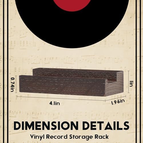 Vinyl Record Shelf Wall Mount,Small Record Holder,Dark Walnut,12Pcs
