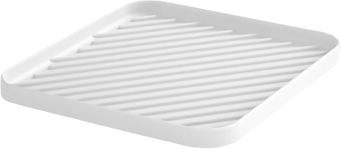 Silicone Organizer Tray for Kitchen Sink and Bathroom, Dishwasher Tray, Versatile Bathroom and Drawer Organizer Trays, Non-Slip Countertop (White)