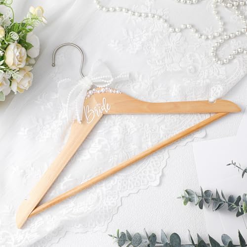 Yuntau Bride Hanger for Wedding Dress Wooden Mrs Hanger,Brown,Bride