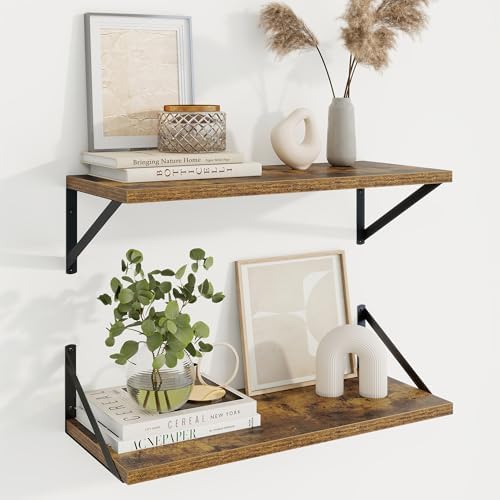 Axeman Deep Floating Shelves, 24'' x 10'' Brown Wall Shelves Set of 2
