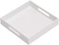 KEVLANG Glossy White Sturdy Acrylic Serving Tray with Handles-10x10Inch-Serving Coffee,Appetizer,Breakfast,Butler-Kitchen Countertop-Makeup Drawer Organizer-Vanity Table,Ottoman Tray-Decorative Tray