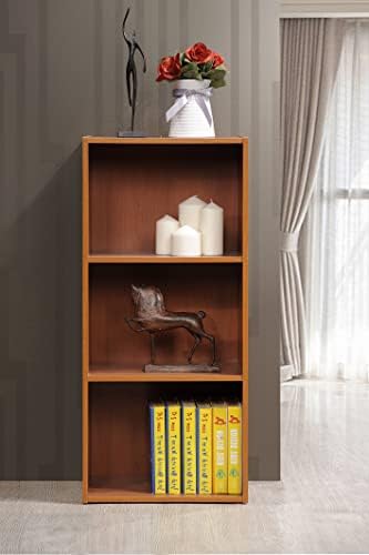 Hodedah Import 3 Shelf Bookcase, Cherry