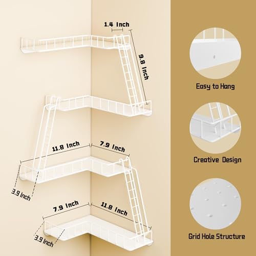 Fire Escape Wall Shelf - Modern City Style 4-Tier Corner Wall Shelves, Easy to Install Metal Ladder Shelf for Figures, N