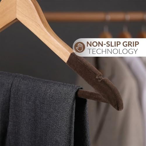 Wooden Hanger for Clothes Hanging | Hangers for Wardrobe and Cupboard | Non-Slip Bar | Precisely Cut Notches | 360 Degre