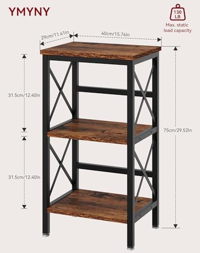 YMYNY Bookcase, Narrow Bookshelf, Large Capacity, Rustic Brown HST008H