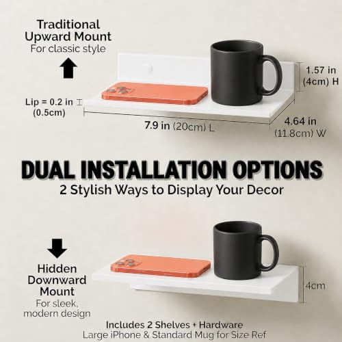 Z metnal Small Floating Shelves,Mini Display Shelf for Phone Ceiling, Slim Narrow Lack Wall Shelf, Aluminum, Wall Mounte