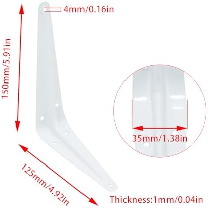 24Pcs 6 x 5 Inch White Shelf Brackets, L Brackets