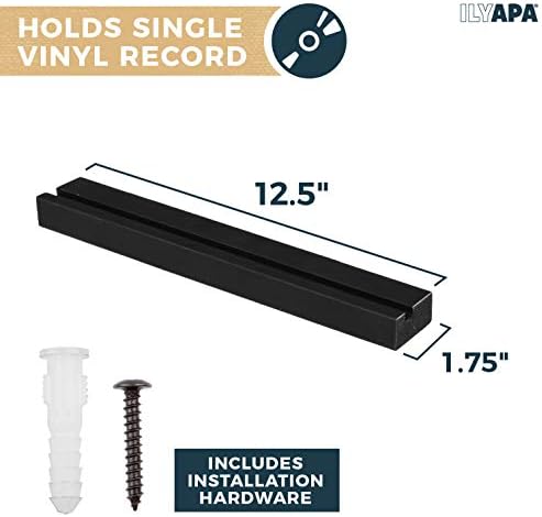 Ilyapa Vinyl Wall Mount Floating Record Shelves- 6 Pack, Black Wood