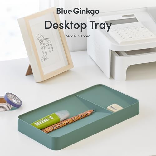 BLUE GINKGO Desk Organizer Tray, Green, Made in Korea