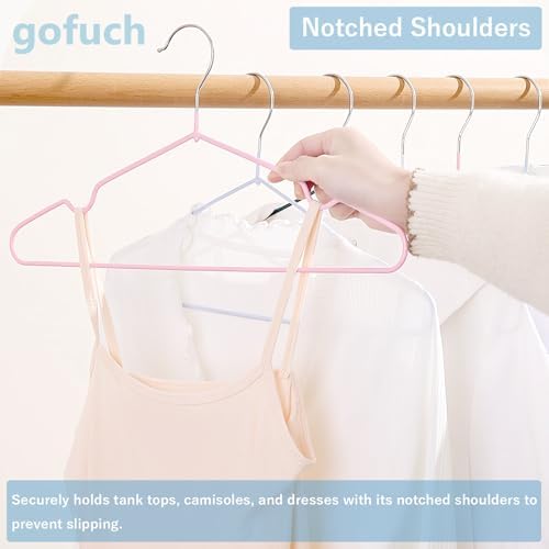 Ultra-Thin Metal Hangers, 100 Pack Non-Slip PVC Coated Space Saving Clothes Hangers for Closet, 16 inch Wide for Suits, Dresses, Jackets（White）