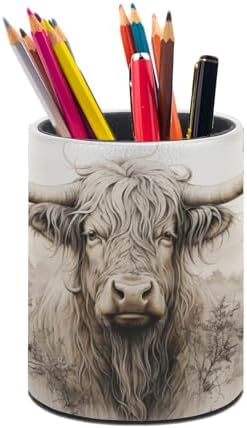 Highland Cow Pen Holder Pencil Cup for Desk Organizer