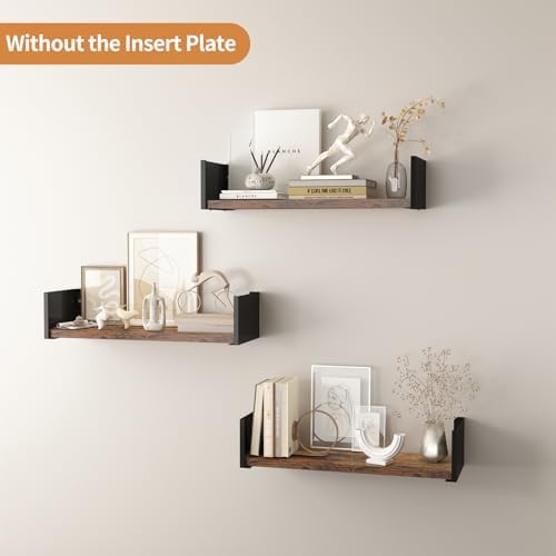 Wall Shelf with Removable Railing, 3 Same Sizes Floating Shelves
