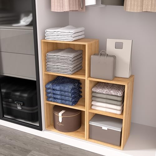 Wooden 3 Cube Storage Organizer,3 Tier Low Bookcase Freestanding Storage Display Organizer,Versatile Cubes Shelf and Cub