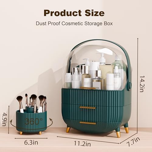lurcns Makeup Organizers and Storage Make up Organizer for Vanity Cosmetics Skincare With Lid and Drawers Display Cases 