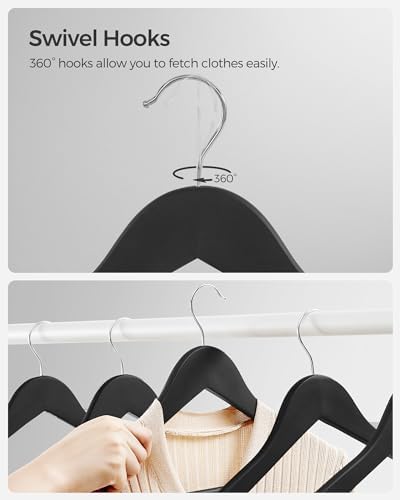 SONGMICS Wooden Hangers, 20-Pack Wood Hangers with Rubber Coating