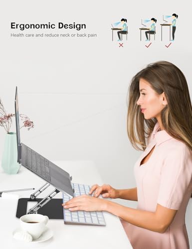 Aoviho Adjustable Laptop Stand for Desk,Portable Laptop Stand Holder and Riser,Foldable Aluminum Notebook Computer Stand