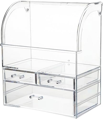 Clear Large Acrylic Makeup Organizer With Lid Cosmetic Storage Drawers Portable Makeup Organizers Dustproof And Waterpro