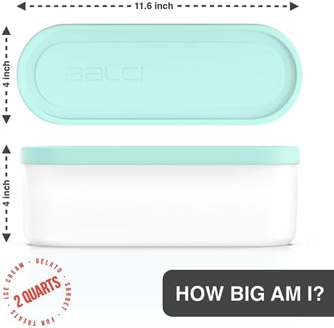 BALCI 2 Quart Ice Cream Container - Freezer Tub (Mint)