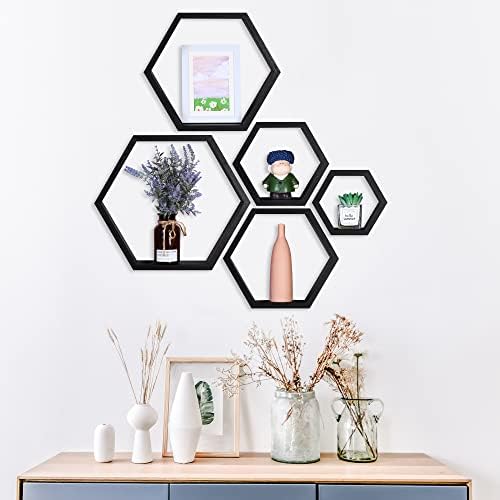 Hexagon Shelves,Floating Wall Shelf,Honeycomb Octagon Cube Shelves Wood