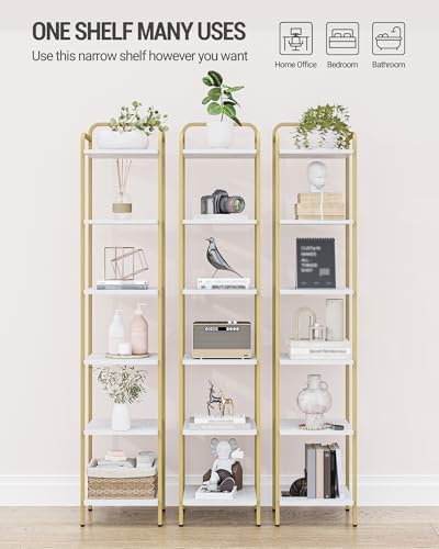 Hzuaneri Bookcase Bookshelf, Narrow Book Shelf, Industrial Corner Shelf