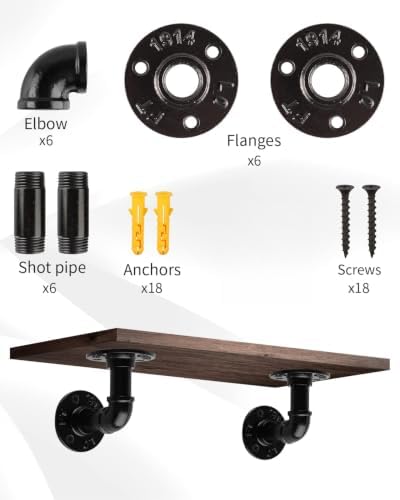 MUZIK 6Pcs 4"×4" L Pipe Shelf Bracket, Heavy Duty Wall Mount, DIY Shelving
