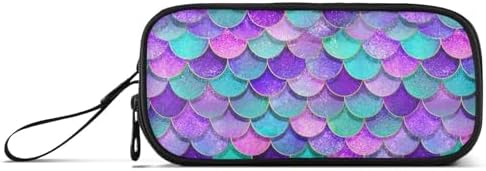 Pink Blue Purple Mermaid Scales Pencil Case Box Boys Girls Large Pencil Pouch Zipper Compartments Big Capacity Stationery Pen Bag Organizer for Kids Teens Adults School Office