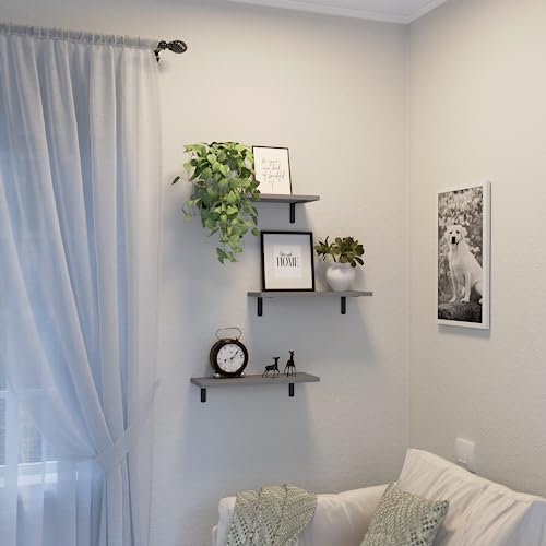 DOLLFIO Floating Wall Shelves, Decor & Storage, Grey, 16.5'', 3Pcs