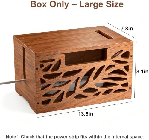 Wooden Cable Management Box, Large Cord Hider Box, Cord Box
