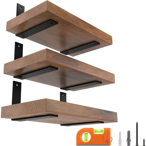 6 Pack 8 Inch Floating L Shelf Brackets for DIY, 1/5 Inch Thick, Black