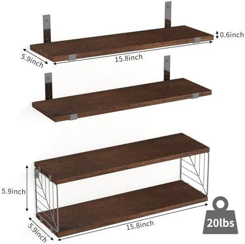 Fixwal 3+1 Tier Bathroom Floating Shelves Over Toilet, Dark Brown