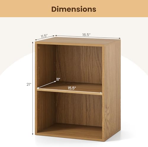Giantex 2-Cube Bookshelf, 2-Layer Storage Shelf Bookcase w/Large-Capacity Open Storage Space for Living Room Bedroom Stu