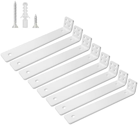 Shelf Brackets 10 inch, Heavy Duty Shelf Bracket 8 Pack L Brackets White Metal Wall Bracket for Shelves Support Bracket 