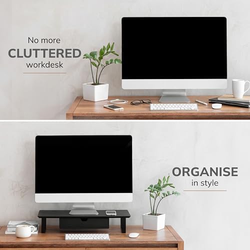 Anji Mountain Monitor Stand for Desk - Desktop Organizer & Laptop Riser, Ergonomic Monitor Riser, Space-Saving, Durable,