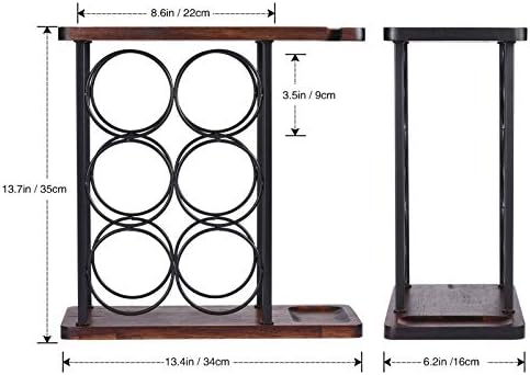 ALLCENER Wine Rack with Glass Holder, Countertop Wine Rack, Wooden Wine Holder with Tray, Perfect for Home Decor & Kitch