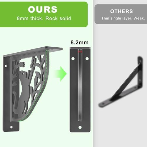 Dolibest 8 Inch Heavy Duty Shelf Brackets, 5MM Thickness L- Bracket , Metal Floating Shelf Bracket, Wall Shelf Bracket &